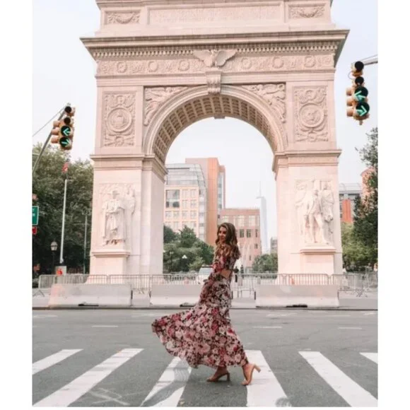 Bardot Garden Floral Maxi Dress Womens Small Pink Fairy Coquette Cutout Flare - Picture 3 of 16